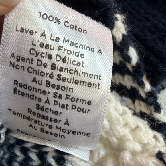 Talbots women XL petite Navy Blue White Sweater Stripe Cotton nautical sailing - Picture 9 of 10